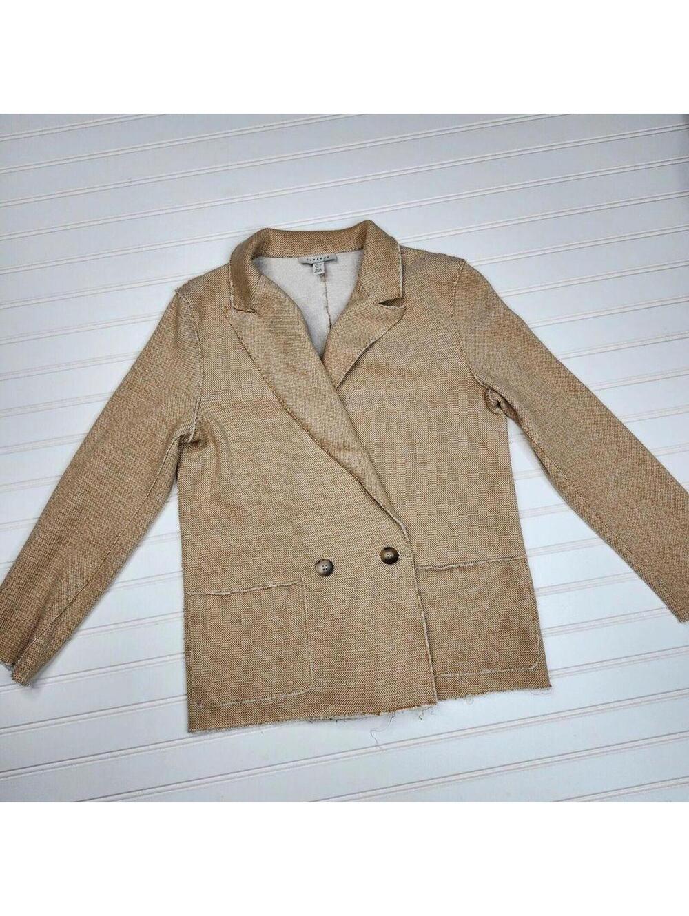 Top shop Carly Coat Jacket Yellow/Gold Raw Hem Size US 2
